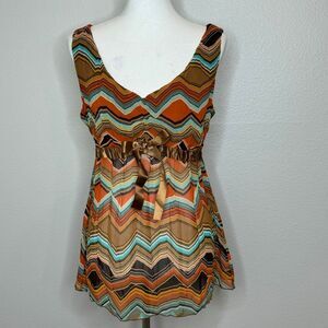 TWENTY ONE Babydoll Sheer Tank Top LG Empire Waist‎ Y2K Gypsy Boho Festival